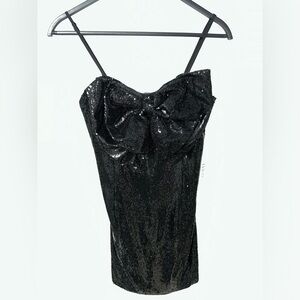 NWT - Black Bow Sequenced Cocktail Dress - L